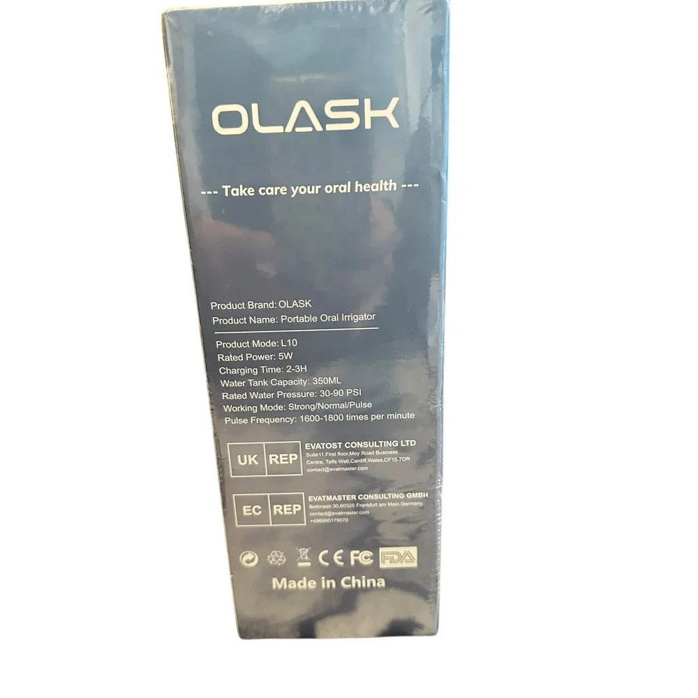 OLASK Portable Oral Irrigator 350ml Water Tank 3 Mo Low Noise Powerful Pulsation